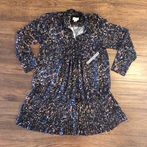 Maeve Anthropologie NWT Tunic Dress Size M Pleated Shear Long Sleeve